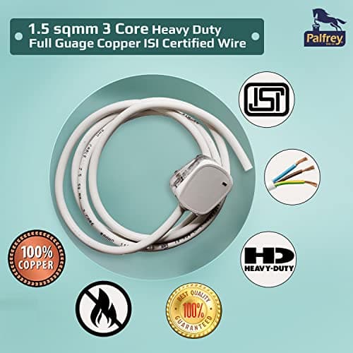 Palfrey Heavy Duty Extension Board - Single 16A Switch with 16A Socket with 3 Meter Heavy Duty 1.5mm Cable White (2200W) (3 Meter), 230 Volts 4