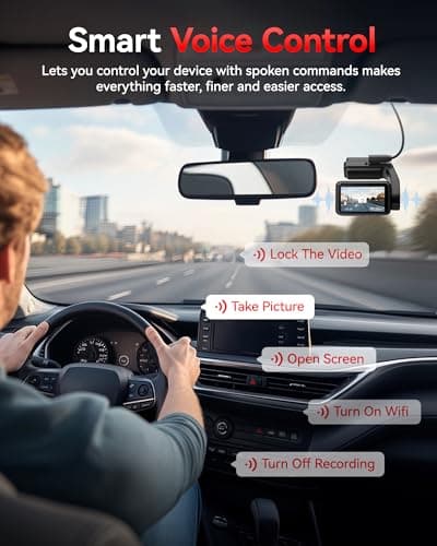 REDTIGER A4 4K+1080P Dual Dash Cam for Car, Clear Night View, 5.8GHz WiFi with App Control, GPS Tracking, Voice Control, Smart Touchscreen, 64GB Card Included, 24H Parking Monitor 3