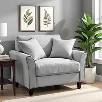 Avion - Berry 1 Seater Sofa for Living Room (Grey) Premium Fabric Single Seater Sofa Chair, Couch for Living Room, Bedroom, Guest Room, Home, Office| 3 Years Warranty