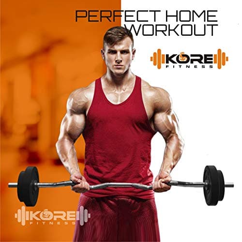 Kore PVC 30 Kg Home Gym Set With One 3 Ft Curl Rod And One Pair Dumbbell Rods, Multicolour 3