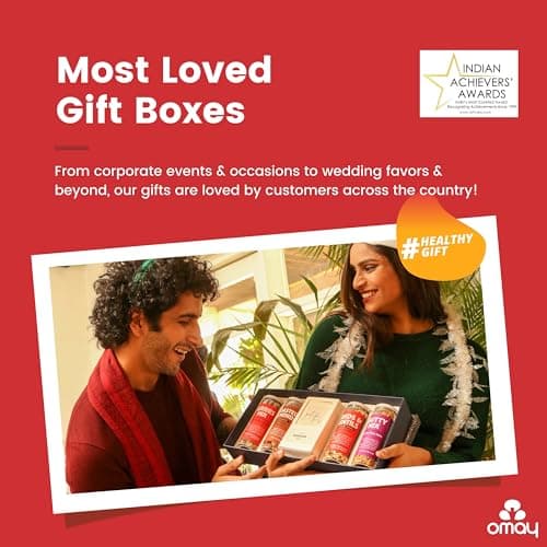 Omay Foods Wholesome Treats Premium Dry Fruit Gift Box | Roasted Cashews, Almonds, Berries & Nutty Mix | Gourmet Gift Hamper for Clients & Employees | Healthy Dry Fruit Hamper | All-Occasion, Oil-Free 5