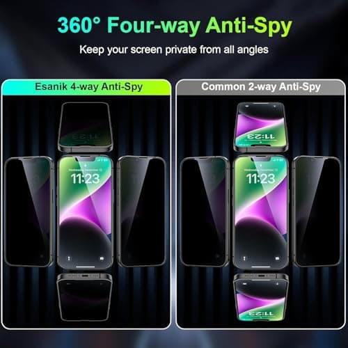 JGD PRODUCTS Anti-Spy 4-Way 360° True Privacy Tempered Glass Militry-Grade Protector for iPhone 13, iPhone 13 Pro,Case Friendly, 9H Hardness, Easy Installation 2