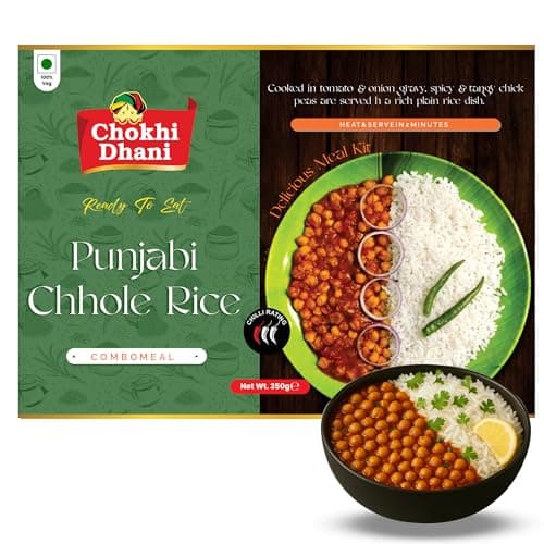 Chokhi Dhani Punjabi Chole with Rice Pack of 2 (350g Each) | Amritsari Chole Chawal Ready to Eat Meal | Heat & Eat Instant Veg Food | North Indian