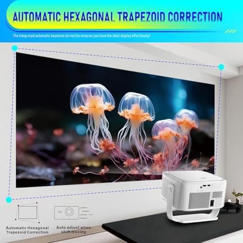 HY450Max Smart Mini Projector with Android 14, Native 1080P Full HD, 4K & 8K 30FPS Video Support, 14000 Lumens, Auto Focus & Keystone, WiFi 6 BT 5.4, Portable LED Projector for Home Theater (HY450MAX) 4