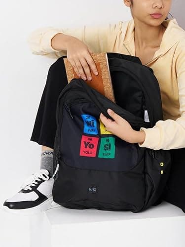 Wiki Stylish Unisex Backpack 2 Durable & Lightweight backpack for Men & Women | Backpack for Office, Gym, Travel (31.5 Litre, Black) 5