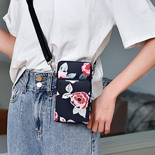 Meadawgs® Small Mobile Phone Bag Lightweight Adjustable Strap Women Ladies Travel Dark Blue Peony|Clothing, Shoes & Accessories | Womens Handbags & Bags| Womens Handbags & Bags|1 Phone Bag 4