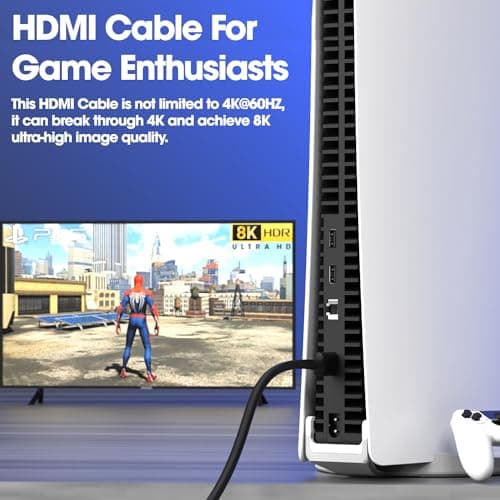 Sounce 8K HDMI 2.1 Cable (6FT, 8K 60Hz HDR, 4K 120Hz, High Speed 48Gbps with Ethernet, eARC, 3D, HDCP 2.3) - Compatible with PS5, Xbox, Roku, Apple TV, Switch, PC, Black (Pack of 1) 5
