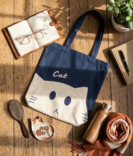 MISPACIO Cotton Bag Shoulder Tote | 100% Natural Canvas, Zipper Closure, Multi purpose Reusable, Daily Use, Printed, Trending, Western Style | Work, Office, Shopping, College for Girls and Women 2