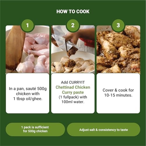 CURRYiT Chettinad Chicken Curry Paste | Ready to Cook in 15 mins | Just add Fresh Mutton, Meat, Fish | Goodness of Ghee | No Preservatives | Eat with Chawal Roti | Indian Masala Gravy 120g 5