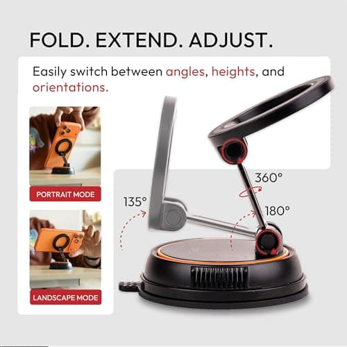 Capes Maglock Anywhere Mount Magnetic Phone Holder for Car, Gym & Home | 360° Rotatable & Foldable Mag-Safe Compatible Suction Mount for iPhones & Androids 4