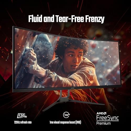 acer ED343CUR J 34 Inch UWQHD (3440x1440) Pixels VA Panel 1000R Curved Backlight LED Monitor I 1 MS, 120Hz Refresh I HDR 10, Adobe RGB 90% I RGB Lighting I 2 x HDMI (2.0) 2 x DP (1.2) I Eye Care 2