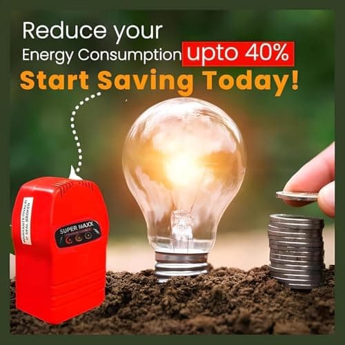 Pack of 2 Super MAXX (power saver electricity home) Save Upto 40% Electricity Bill Everyday | 3D Hologram Original Tested Product | The Superior, Digital & Powerful Electricity Saver Device (Red) (Pac 2
