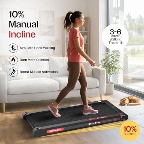 Sparnod Fitness WalkyShaky 2.0 PRO Walking Pad Treadmill for Home Use, 3HP Motor, 3–6 km/h Speed, 10% Manual Incline, LCD Display, Remote Control, 150kg Max User Weight 3