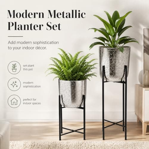 INDIAN DECORMART Metal Pot for Home Garden Indoor Living Room Balcony Metal Planter with Stand 2