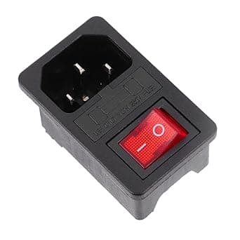 DOITOOL 10a Pin Ac Power Inlet with Rocker Switch and Fuse Holder Socket for CNC Controllers Cases and Home Use Durable Construction with Integrated Light
