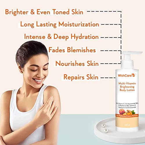 WishCare Multi-Vitamin Brightening Body Lotion - 5% Vitamin C, 5% Niacinamide(B3), Panthenol(B5), Vitamin E, Turmeric & Kakadu Plum - For Men & Women - 200 Ml 3