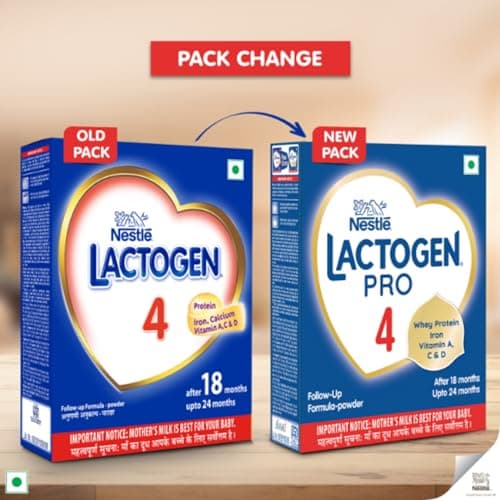 Lactogen Nestle Pro 4, Follow-Up Formula With Iron, Whey Protein And Vitamins Powder, Infant, After 18 Months Up To 24 Months, Bag-In-Box Pack, 800g (Pack of 2) 2