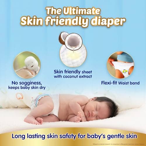 MamyPoko Pants Extra Absorb Baby Diapers, Extra Large (XL size) 12-17 kg 104 Count |Deep Sleep DiapersSoft gentle fit |Deep Absorbent Crisscross skin friendly with coconut oil (52 count, Pack of 2) 5