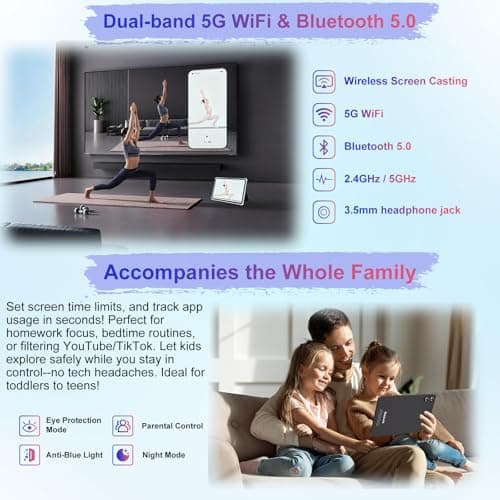 Android 15 2025 Tablet with Gemini AI, 30GB+128GB+1TB Expansion, Octa-Core 10.1" Electronic Tablets with Keyboard Mouse, 8000mAh, 5G Wi-Fi, IPS HD Display, GPS, Widevine L1, Screen 5