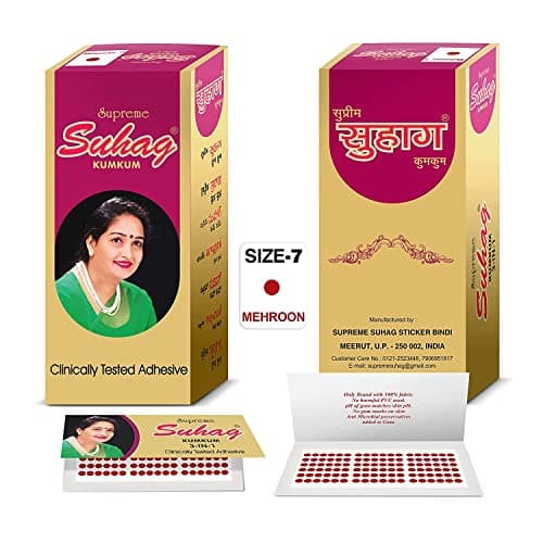 Supreme Suhag Kumkum Round Bindi Box with 15 Flaps (7, Maroon)