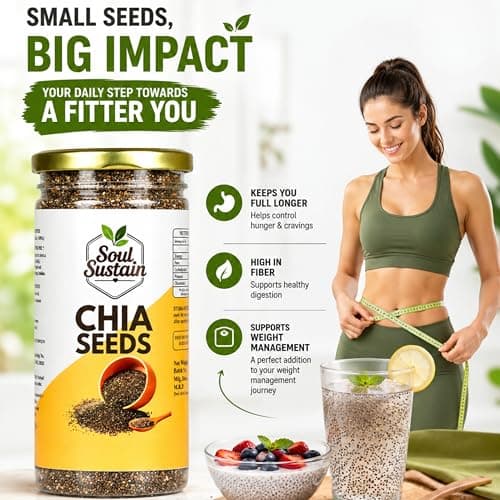 Chia Seeds Raw Superfood 250 GM – Omega‑3 ALA Rich, High Fiber Nutrition, Plant Protein Boost, Gut Health Support, Diet Friendly, Smoothies & Puddings, Baking & Meal Toppers, Seeds for Daily Use 5