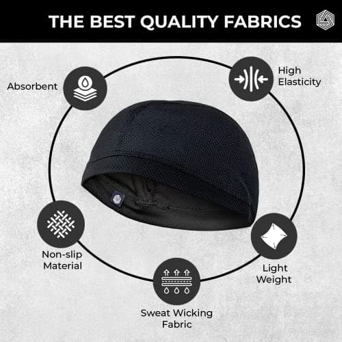 Boldfit Helmet Skull Cap for Men Bike Cotton Head for Man Motorcycle Hair Cover for Bikers Sweat Cooling Toppa for Cycling Gear Accessories for Summer and All Season Boys, Girls & Women - Black 3