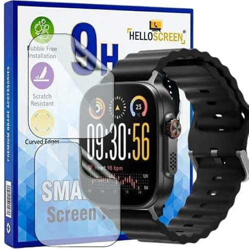 HELLOSCREEN Screen Protector for Realme Watch 5 1.97 Inch Smartwatch (Pack of 2) – Flexible TPU Film, 9H Scratch Resistant, Self Healing, Anti Fingerprint, HD Clear, Bubble Free – Not Tempered Glass