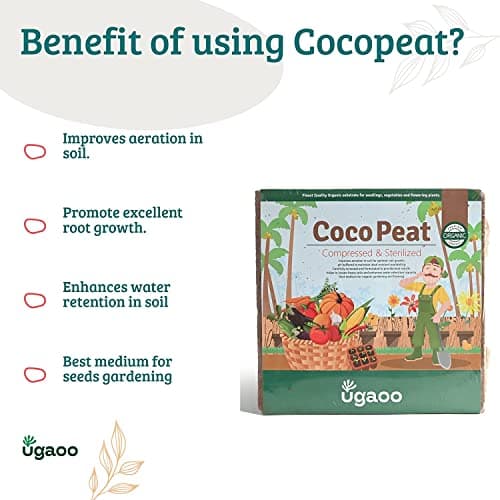 UGAOO Cocopeat Block 5 Kg for Home Garden Plants | Compressed & Sterilized Coconut Fiber Growing Medium for Seed Germination, Potting Mix, Indoor & Outdoor Gardening & Soil Aeration 4
