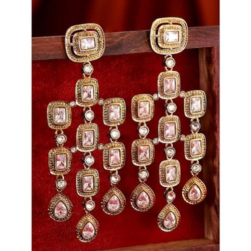Rubans Earrings Zircon Stud Stylish Traditional Women Wedding Fashion Gift for Women & Girls 5