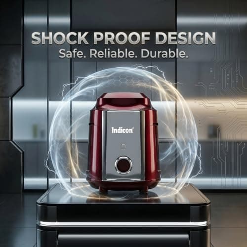 Indicon Turbo 1300W Copper Motor Mixer Grinder with 3 Stainless Steel Jar 3-Speed Control, Heavy Duty for Grinding, Blending & Juicing, Unbreakable ABS Body, Red 4
