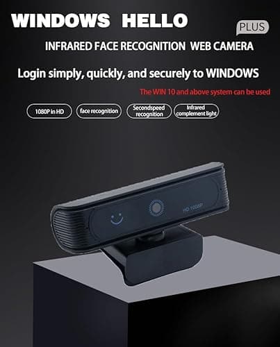 AUSHA Windows Hello Face Recognition Webcam with 1080P HD Resolution, 80° Wide Angle View, Compatible with Windows 10/11 Used for Video Conferencing, Streaming, Recording Web Camera 2