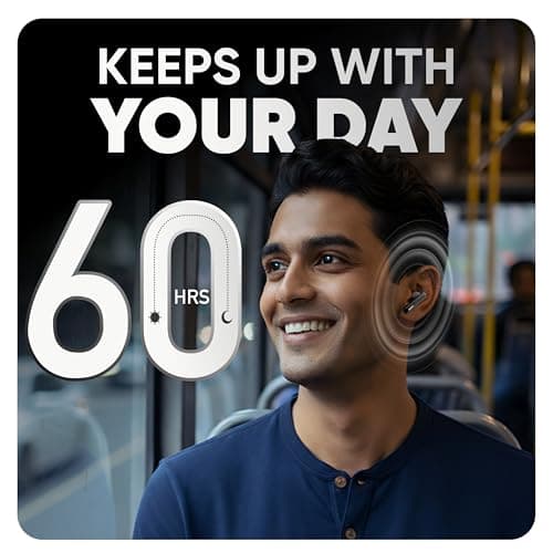 Mivi DuoPods Sync in Ear Earbuds | 60H Playtime Bluetooth Earphones Wireless | Earbuds ENC for Clear Calls | 13mm Drivers Ear Buds Wireless | Gaming Mode | BT 5.3 TWS ENC Earbuds Style | Earpods 5