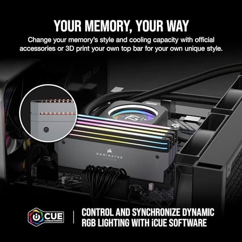 CORSAIR Dominator Titanium RGB DDR5 64GB (2x32GB) DDR5 6000MHz CL30 AMD Expo Intel XMP iCUE Compatible Computer Memory – Grey (CMP64GX5M2B6000Z30) 4
