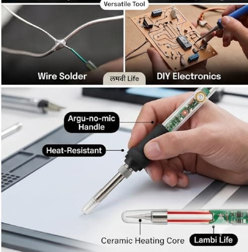 DZK 60W Professional Soldering Iron (Ideal for Soldering Iron Kit Set) - 60 Watt High Power Soldering Machine | Adjustable Temp Solder Iron Gun for Mobile Repairing 5