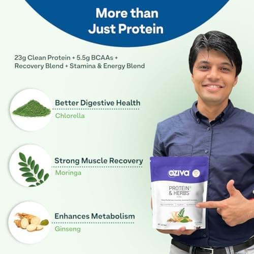 OZiva Protein & Herbs for Men (Chocolate) I Muscle Building, Stamina & Recovery | Clean Protein, Shatavari, Green Tea I No Added Sugar, 4lbs (Pack of 2) 4