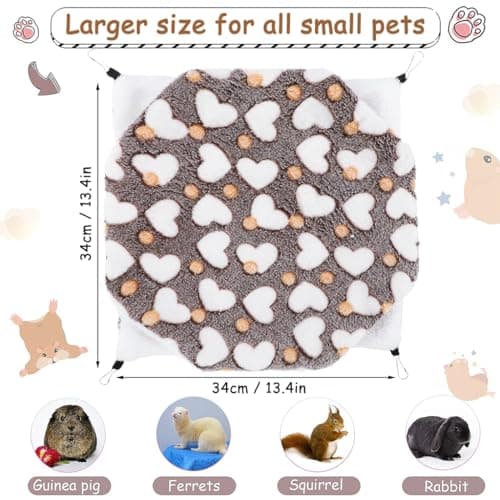 Qpets Winter Hammock Bed For Small Animals, Hibernation Plush Hammock Bed Hanging Squirrel House Small Pets Sleeping Bag For Guinea Pig, Ferrets, Hamsters, Hedgehogs, Chinchillas (L) - Multicolor 3