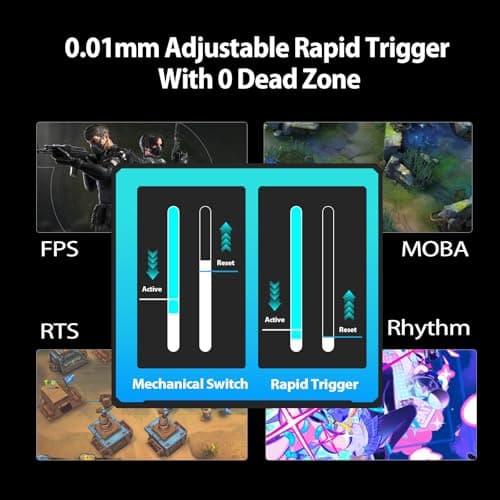 GK GAMAKAY x NaughShark NS68 Rapid Trigger Wired Gaming Keyboard, 65% Hall Effect Mechanical Keyboard, 8KHz Polling Rate 0.01mm RT, Snap Tap, Outemu Peach Crystal Magnetic Switch (Black-Shine Through) 5