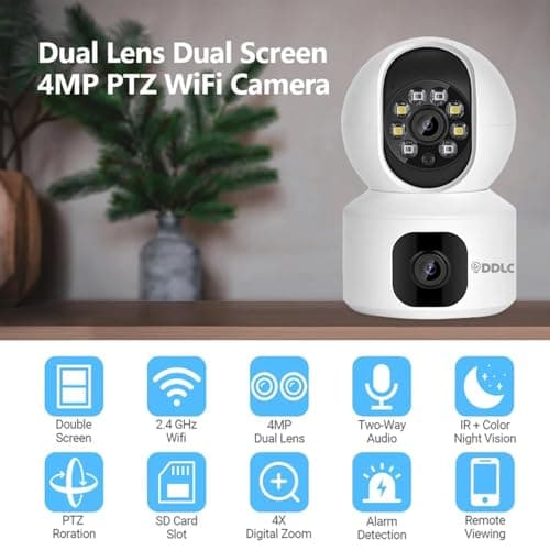 DDLC 5MP Indoor WiFi Smart CCTV Camera for Home | 360° Pan Tilt | Color Night Vision | Motion Detection | Two Way Audio | Wireless Home Security Camera with Mobile App V380 Pro (Upro Dual Lens) 2
