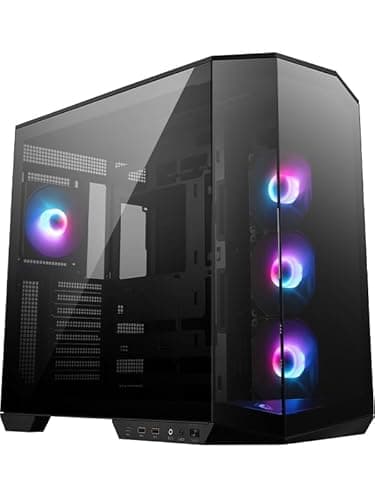 MSI MAG PANO 100R PZ - Premium Mid-Tower Gaming PC Case - Tempered Glass Side Panel - 4X ARGB 120mm Fans - Liquid Cooling Support up to 360mm Radiator - Black Color Case