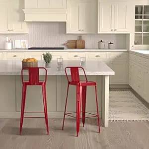Amazon Brand - Solimo Iron Bar Stool, Red BR_BS2-Red | 44D x 36W x 99H cms