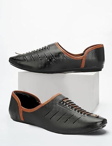 FAXIAN Men's Black Synthetic Slip_On Comfortable/Attractive & Ethnic Nagra Juttis & Mojaris 07 (UK/India)(2005) 5