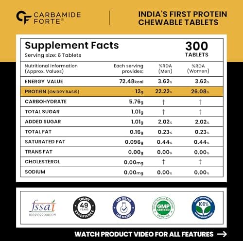 Carbamide Forte Protein Chewable – 12g Whey Protein Per Serving | Whey Protein with 18 Amino Acids | No Refined Sugar | Tasty, On-the-Go Protein Tablets for Men & Women | 300 Tablets 2