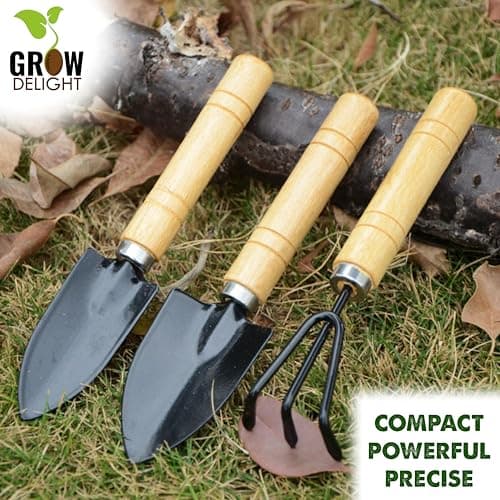 GROW DELIGHT Gardening Tools Kit-4 Pcs (Cultivator, Small Trowel, Big Trowel,Flower Seeds Packet)|Mini Gardening Tools | Home Gardening Tool Set 5