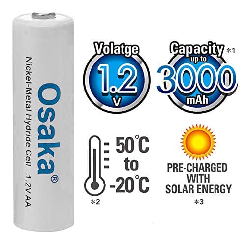 Osaka NI-MH HR06 4xAA 3000mAh Enelong Rechargeable Battery Set for Camera Flashes, Mic, Toys, Remote. 2