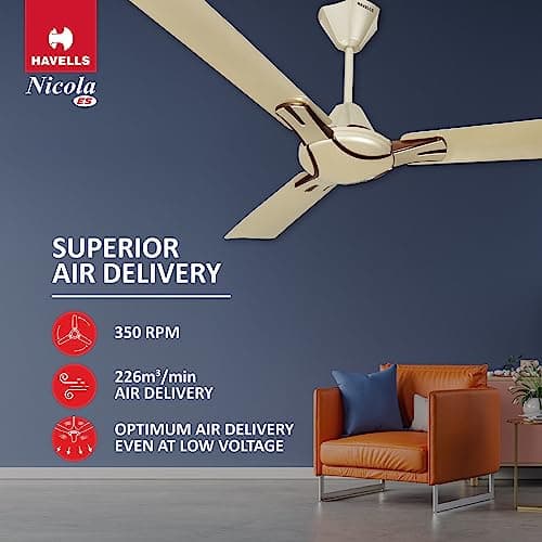 Havells 1200Mm Nicola Energy Saving Ceiling Fan (Gold Mist Copper, Pack Of 1) 2 Stars 4