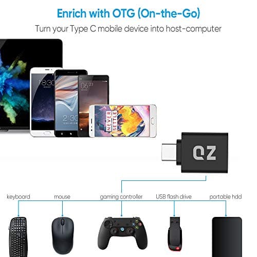 QZ USB Type C OTG Adapter, Type C to USB Connector, USB to Type C Adapter OTG [Thunderbolt-3 Compatible] 2