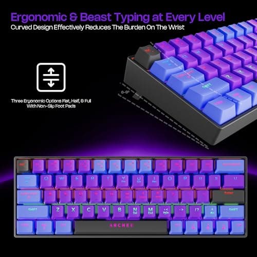 Archer Tech Lab Wired Mechanical Gaming Keyboard| 60% Compact, 63 Keys+ 26 Anti-Ghosting, Blue Switches Tactile Feedback, 17 RGB Effects, 50 Million Clicks for Laptop Mac PS4 PS5 Xbox (Astra M400) 5
