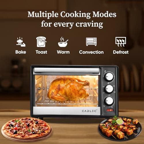 Cadlec Ovnix Multi-Function OTG for Kitchen, 28 Litre, 1500W, Oven Toaster Griller, Adjustable Temperature & Timer, Rotisserie, Bake, Grill & Toast, Oven for Baking - Black 2