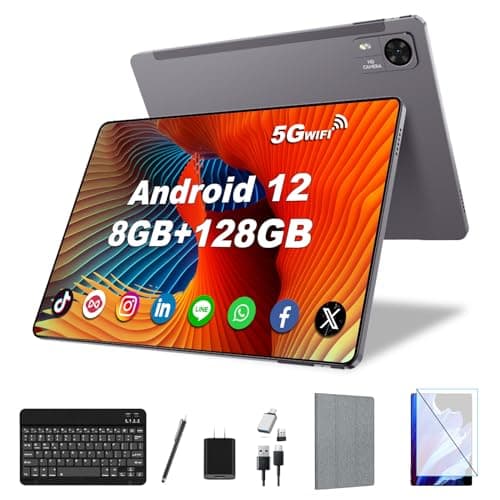 10.1" Android Tablet, 8GB RAM, 128GB Storage, Android 12 Oct-core Processor, 5 Million + 13 Million Dual Cameras, WiFi Bluetooth 1TB IPS Extended Full HD Display,