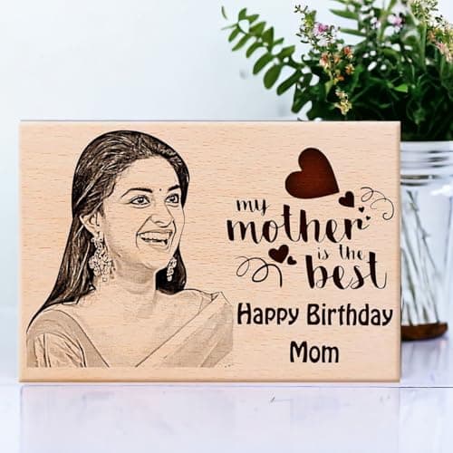 Incredible Gifts India Personalized Wooden Engraved Rectangular Photo Frame For Mother's Day (6x4 Inches, Wood), Tabletop 3